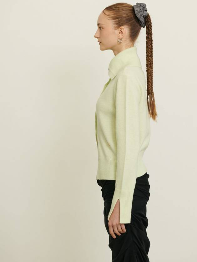 WOOL CASHMERE SAILOR KNIT CARDIGAN LIME - UNMUTE - BALAAN 2