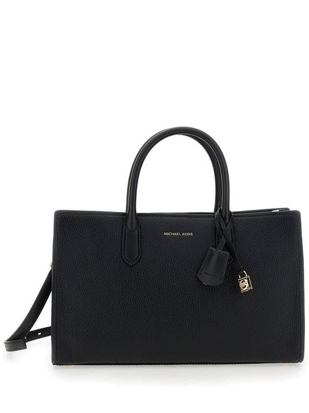 'Scarlett' Black Handbag With Logo Lettering On The Front And Hanging Key Fob In Grained Leather Woman - MICHAEL KORS - BALAAN 1