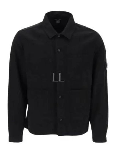 Cotton Linen Over Long Sleeve Shirt Black - CP COMPANY - BALAAN 2