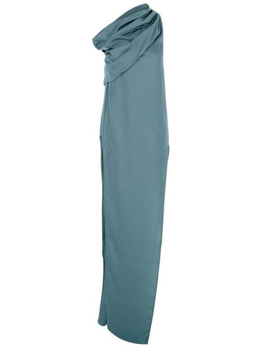 'Athena Arrowhead' Light Blue Long Dress With One Shoulder Design And Side Slits In Viscose And Acetate Blend Woman - RICK OWENS - BALAAN 1