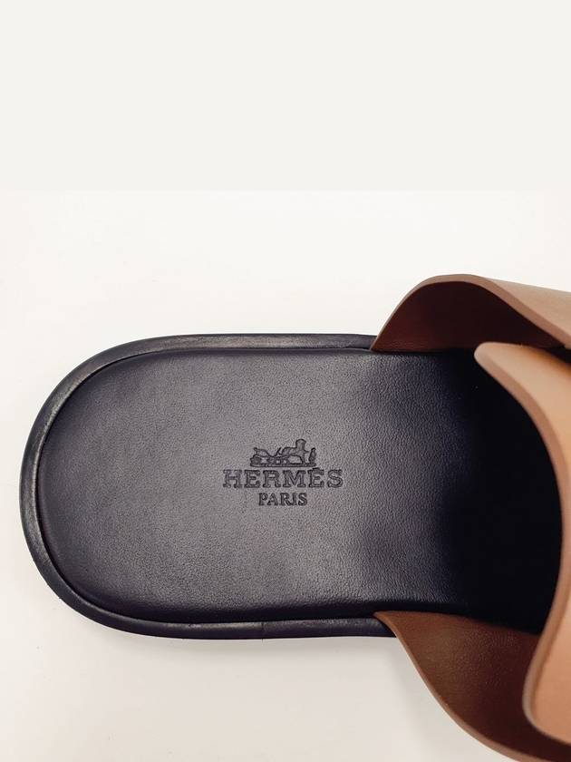 Arles H Logo Mule Slippers Brown - HERMES - BALAAN 9