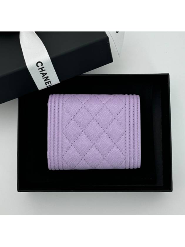 Boy Half Wallet Snap Caviar Purple Silver A81996 - CHANEL - BALAAN 2