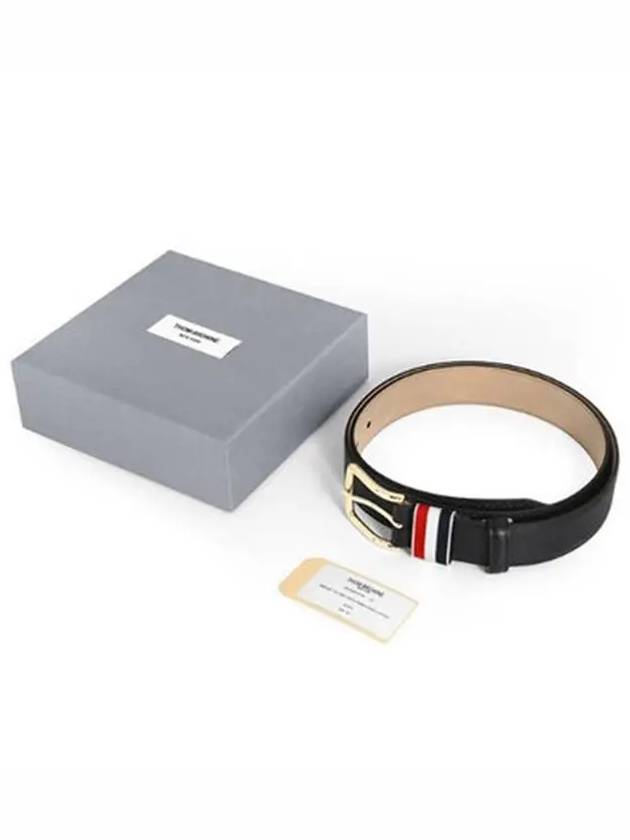 Men's Three Stripes Tab Pebbled Leather Belt Black - THOM BROWNE - BALAAN 6