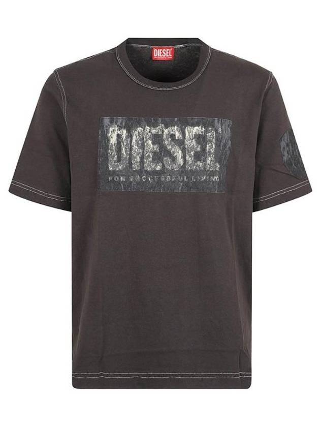 T Adjust Q1 Graphic Patch Short Sleeve Shirt Gray - DIESEL - BALAAN 1