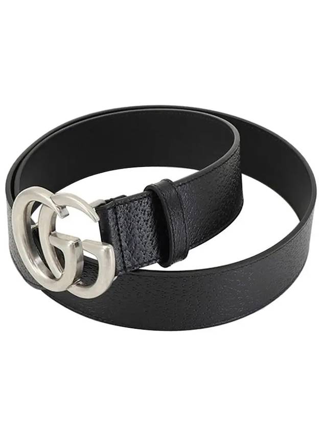 GG Marmont Double Buckle Belt Black Silver - GUCCI - BALAAN 4