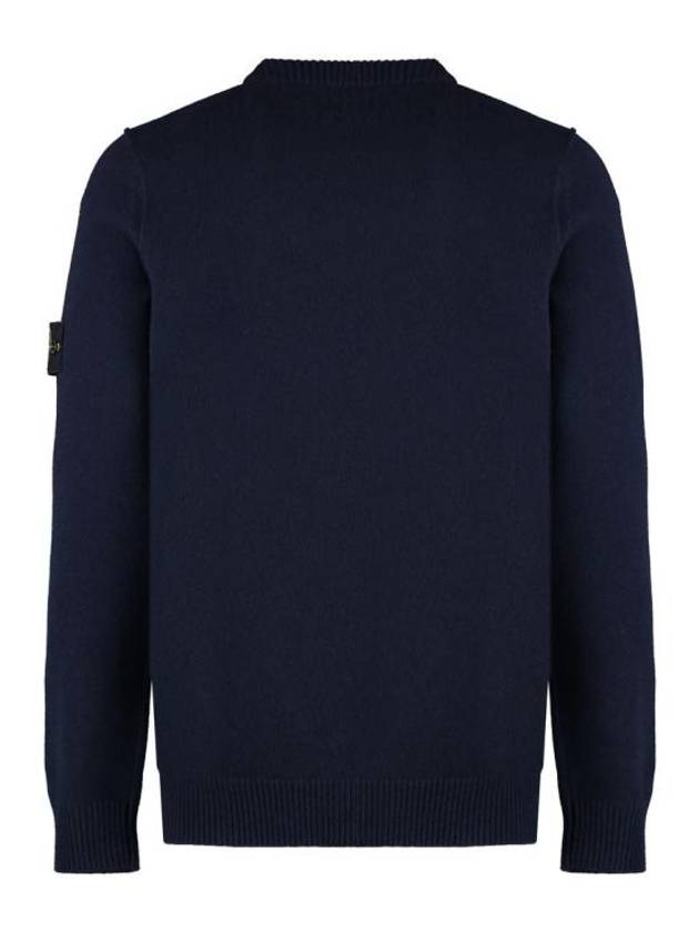 Logo Patch Lambswool Crewneck Knit Top Navy - STONE ISLAND - BALAAN 3