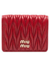 Matelasse Leather Half Wallet Red - MIU MIU - BALAAN 5