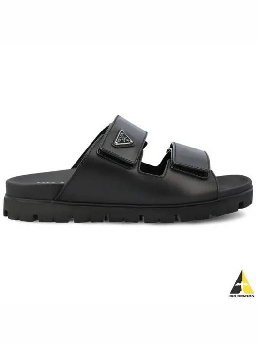 Strap Leather Sandals Black - PRADA - BALAAN 2