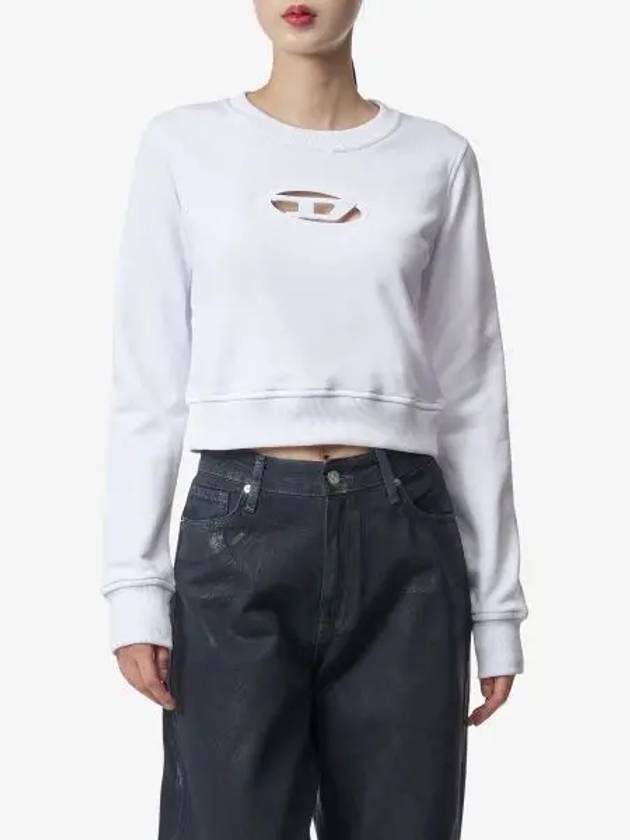 F Slimmy Cutout Logo Crop Sweatshirt White - DIESEL - BALAAN 2