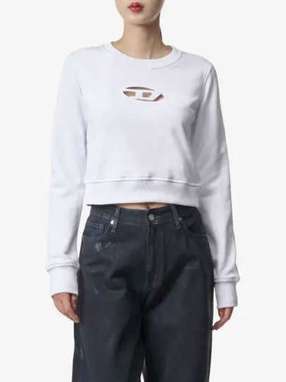 F Slimmy Cutout Logo Crop Sweatshirt White - DIESEL - BALAAN 2