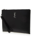 Monogram Silver Logo Clutch Bag Black - SAINT LAURENT - BALAAN 3