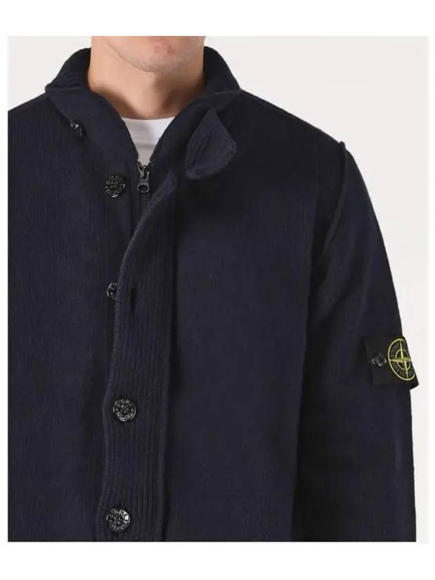 Wappen High Neck Button Up Wool Cardigan Navy - STONE ISLAND - BALAAN 4