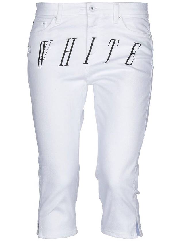 OFF-WHITE White Denim Cropped Capri Shorts - OFF WHITE - BALAAN 6