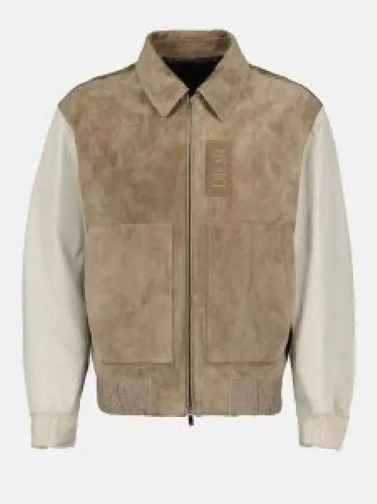 Men's Varsity Calfskin Bomber Jacket Beige - DIOR - BALAAN 2