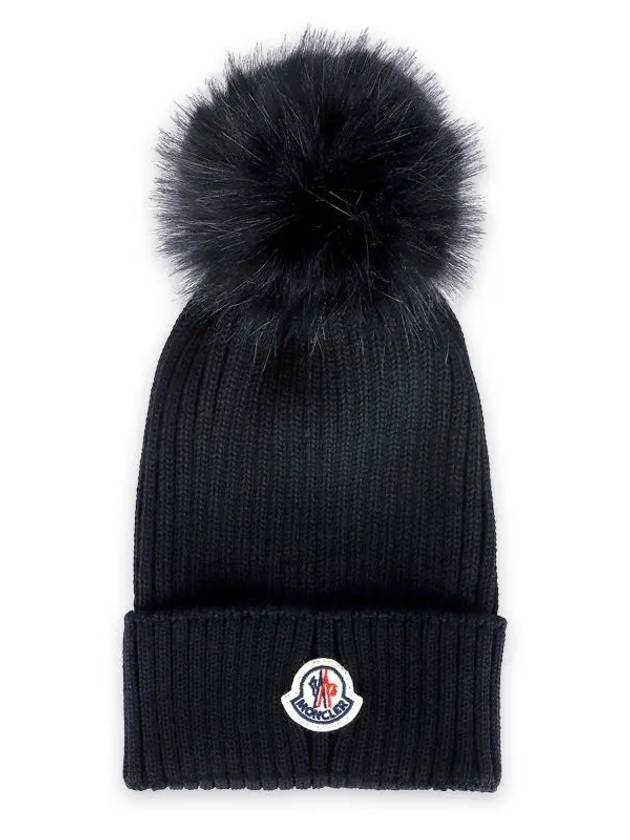 Kids Pom Wool Beanie Navy 3B00018 04S01 742 - MONCLER - BALAAN 1