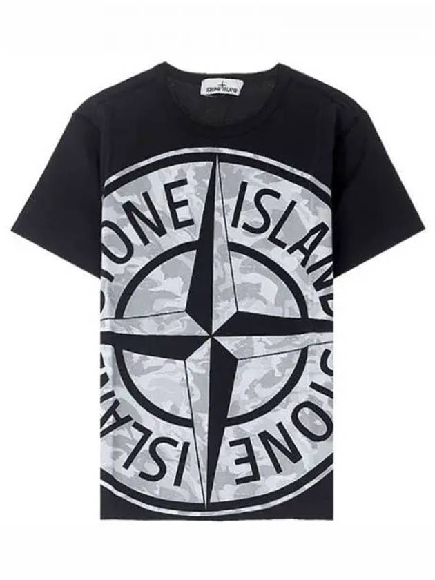 Men's Big Logo Camo Short Sleeve T-Shirt Navy - STONE ISLAND - BALAAN 1