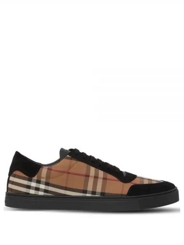 Vintage Check Cotton Suede Low Top Sneakers Brown - BURBERRY - BALAAN 2