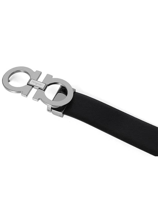 Reversible Gancini Leather Belt Black - SALVATORE FERRAGAMO - BALAAN 4