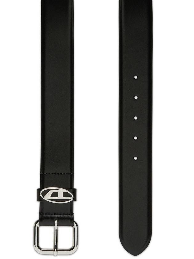 B 1DR Oval D Loop Leather Belt Black - DIESEL - BALAAN 4