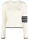 4 Bar Stripe Cable Knit Top White - THOM BROWNE - BALAAN 1