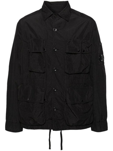 Flat Nylon Utility Over Long Sleeve Shirt Black - CP COMPANY - BALAAN 1