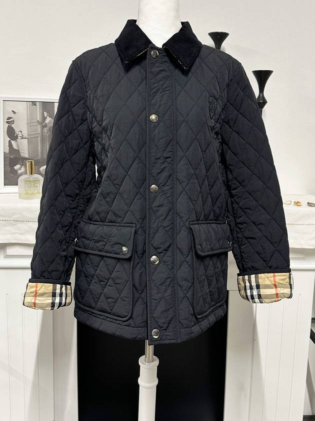 Corduroy Collar Quilted Jacket Black - BURBERRY - BALAAN 10