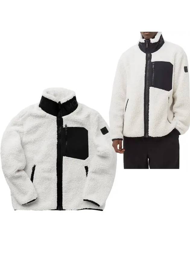 Men's Sagrek Shearling Fleece Zip-Up Jacket Ivory - MOOSE KNUCKLES - BALAAN 2