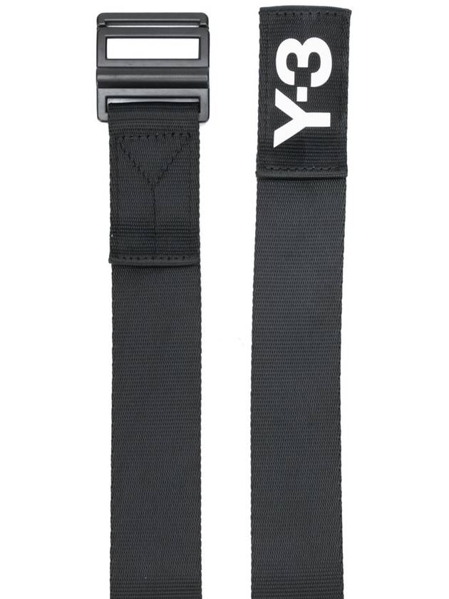 Men's Classic Logo Fabric Leather Belt Black - Y-3 - BALAAN 5