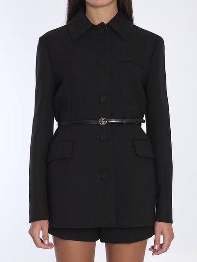 wool crepe jacket black - GUCCI - BALAAN 2