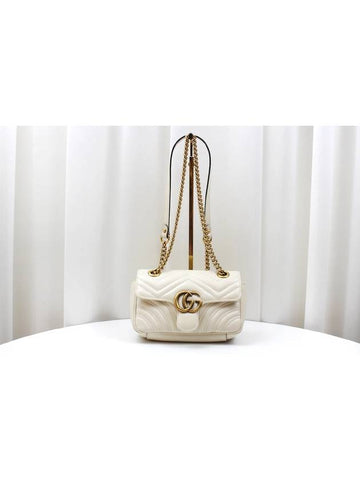 GG Marmont Matelasse Mini Shoulder Bag Ivory Gold Plated 446744 - GUCCI - BALAAN 1