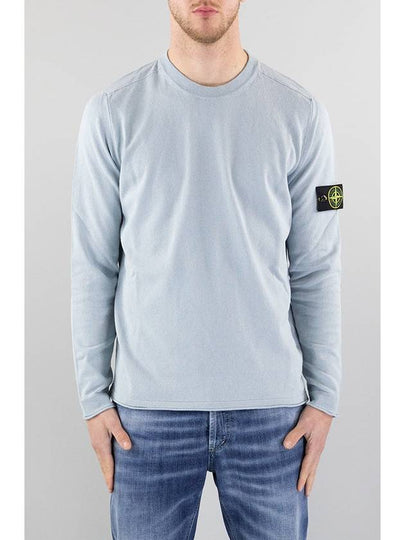 Raw Hand Cotton Crewneck Knit Top Sky Blue - STONE ISLAND - BALAAN 2