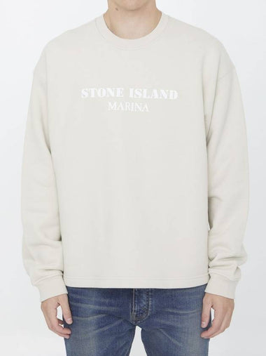 Marina Oversized Cotton Sweatshirt Ivory - STONE ISLAND - BALAAN 1