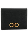 Gancini Compact Half Wallet Black - SALVATORE FERRAGAMO - BALAAN 2