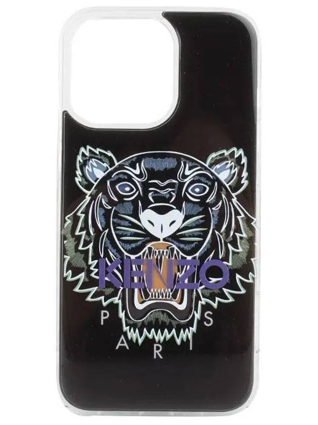 Tiger Logo Print IPhone 13 Promax Phone Case Black - KENZO - BALAAN 1