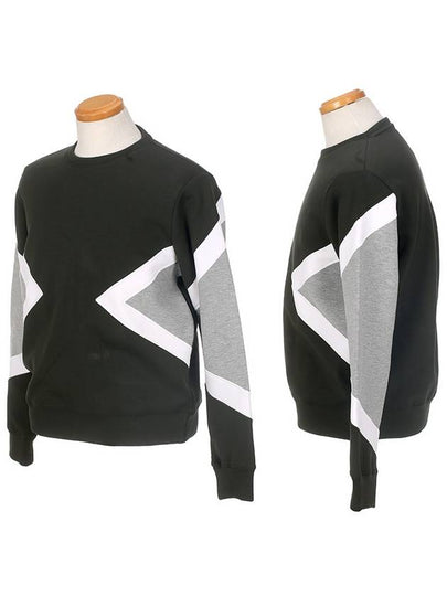 Geometric Neoprene Sweatshirt Khaki Gray - NEIL BARRETT - BALAAN 2