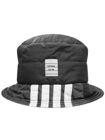 Diagonal Quilted Bucket Hat Black - THOM BROWNE - BALAAN 1