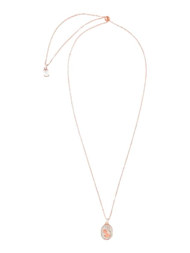 Swan Octagon Emblem Pendant Long Necklace Rose Gold - SWAROVSKI - BALAAN 4