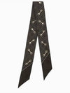 GG Print Horsebit Silk Neck Bow Twilly Scarf Black - GUCCI - BALAAN 2