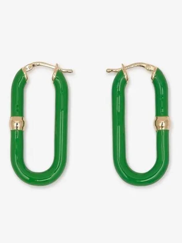 Enamel Hoop Earrings Green - BOTTEGA VENETA - BALAAN 2