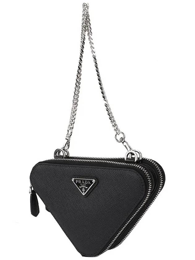 Saffiano Leather Mini Pouch Black - PRADA - BALAAN 3