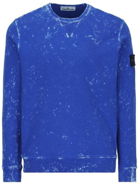 Men's Wappen Patch Off Dye Treatment Crewneck Sweatshirt Blue - STONE ISLAND - BALAAN 1
