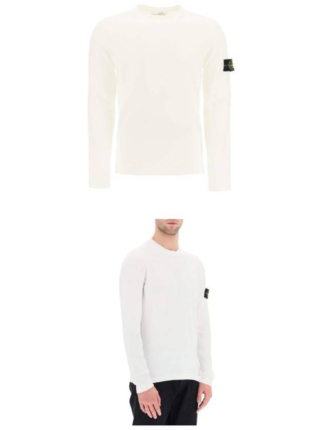 Men's Wappen Patch Crew Neck Cotton Knit Top White - STONE ISLAND - BALAAN 5