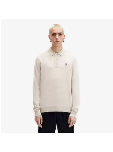 Fred Perry Sharp Long Sleeve Classic Knit Shirt Porridge AFPM2434535 X23 - FRED PERRY - BALAAN 1