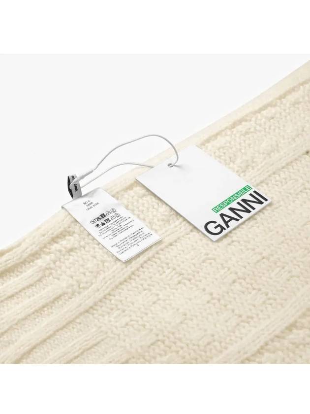 Logo Cable Knit Muffler White - GANNI - BALAAN 5