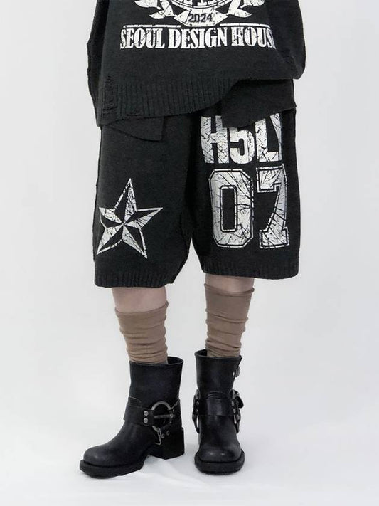 Reversible printed knit pantsCharcoal - HOLY NUMBER 7 - BALAAN 2