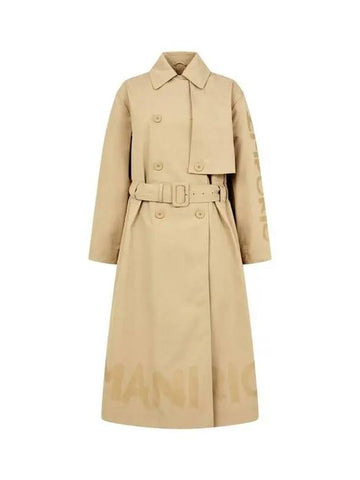 Women s Logo Graphic Trench Coat Beige - EMPORIO ARMANI - BALAAN 1