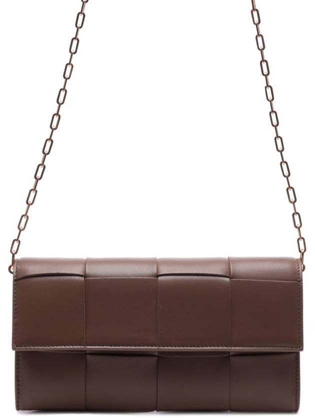 Intrecciato Chain Shoulder Bag Brown - BOTTEGA VENETA - BALAAN 3