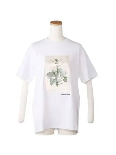 Botanical Sketch Cotton Overfit Short Sleeve T-Shirt White - BURBERRY - BALAAN 2