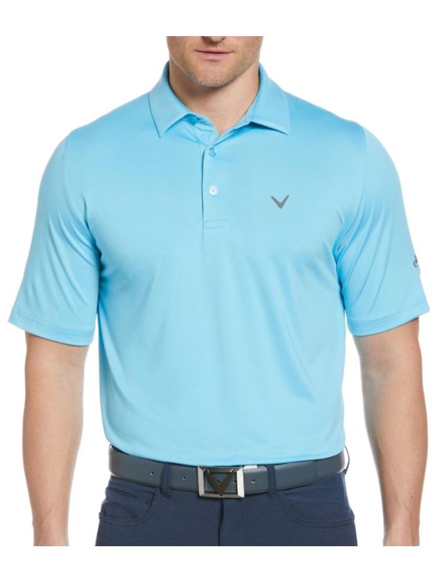 Men's Golf Wear Swing Tech Solid Polo Shirt Santorini Blue - CALLAWAY GOLF - BALAAN 1