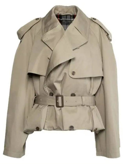 Fold Cotton Twill Short Trench Coat Beige - BALENCIAGA - BALAAN 2